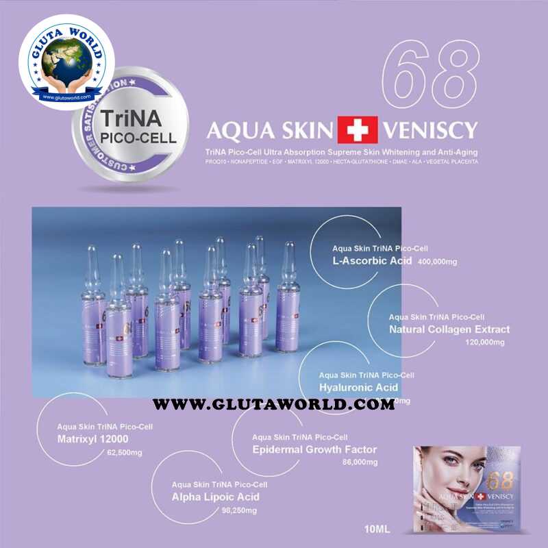 Aqua Skin Veniscy 68 TriNA Pico cell Glutathione Skin Whitening Injection